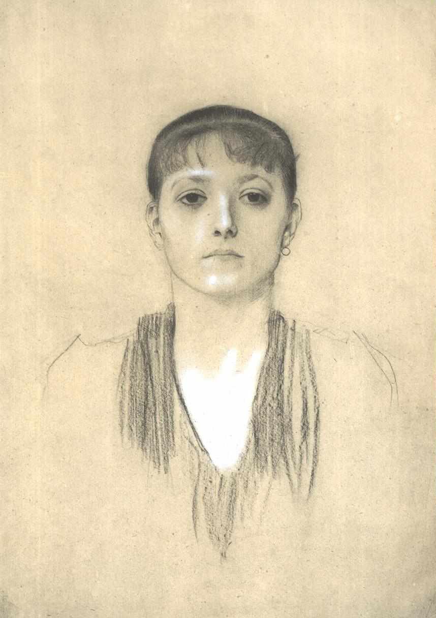 Tytön rintakuva edestäpäin tekijältä Gustav Klimt