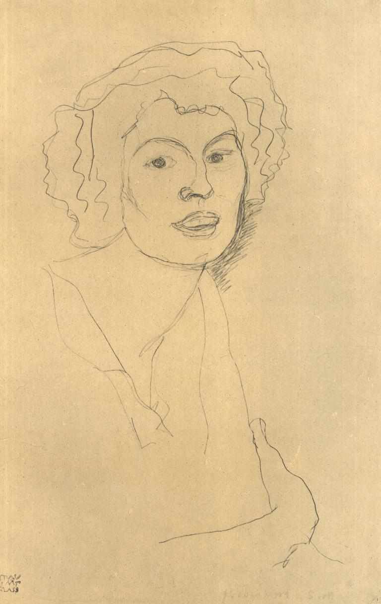 Brustbild im Dreiviertelprofil nach rechts tekijältä Gustav Klimt