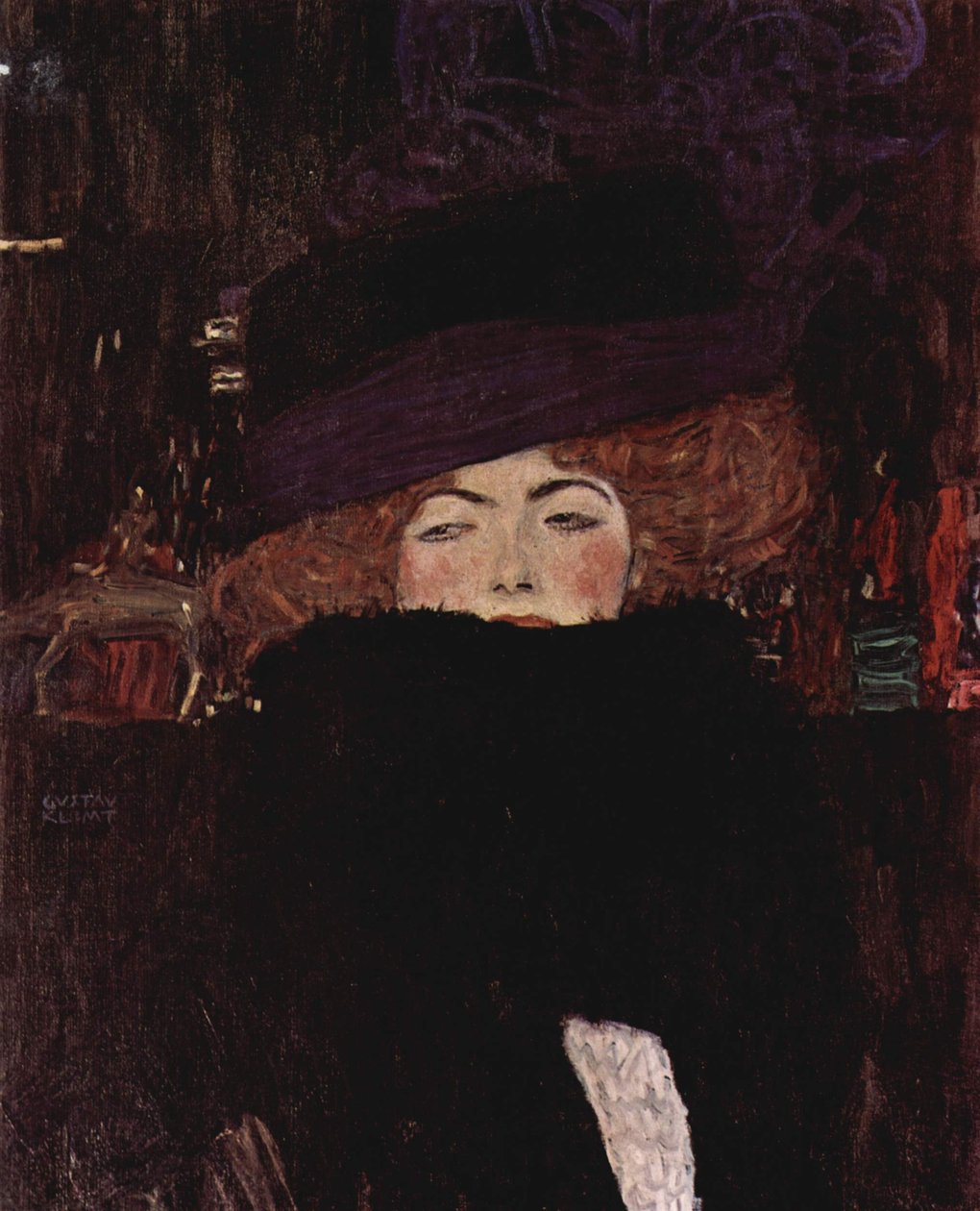 Dame mit Hut ja Federboa tekijältä Gustav Klimt