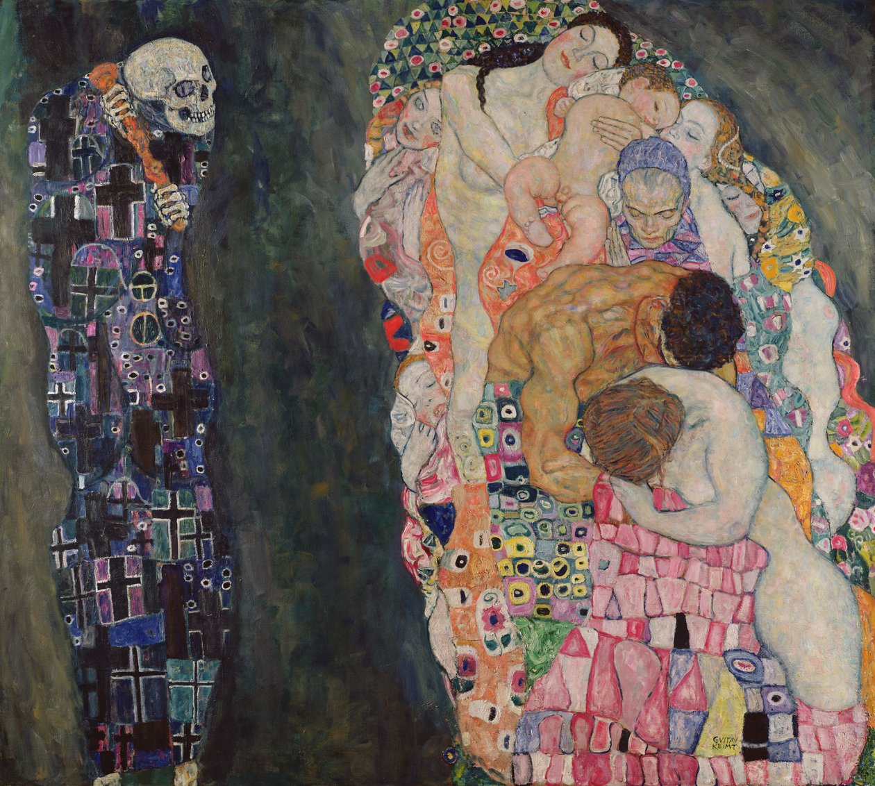 Kuolema ja elämä, n. 1911 tekijältä Gustav Klimt