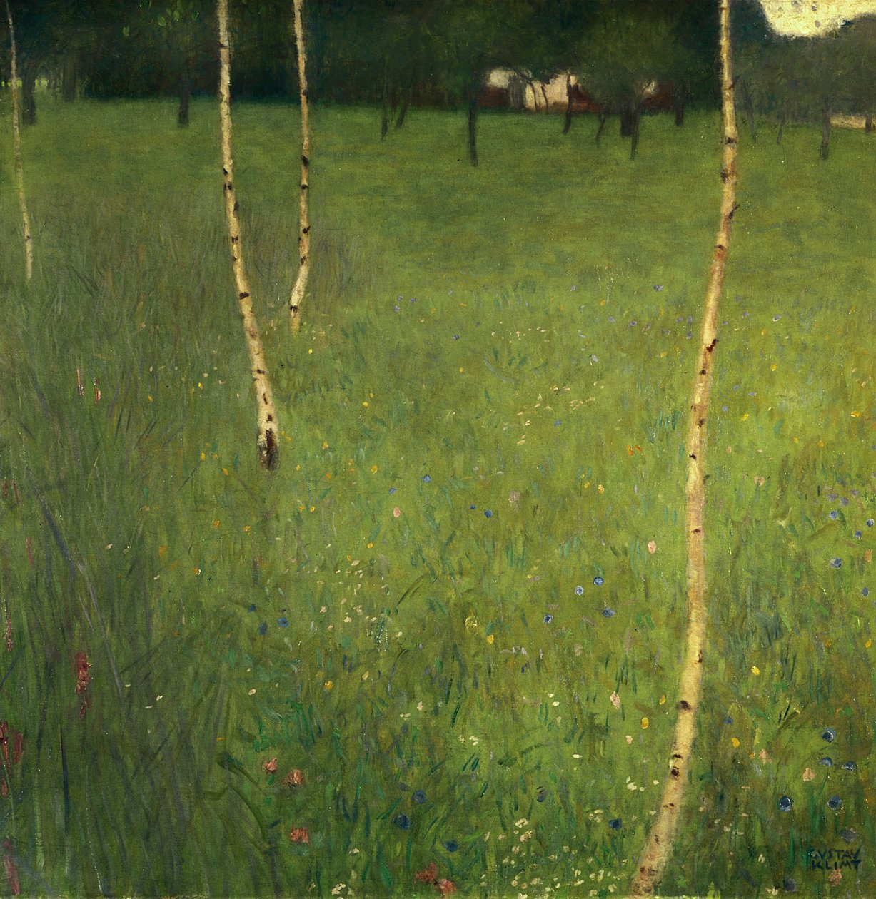 Maalaistalo koivuilla, 1900 tekijältä Gustav Klimt