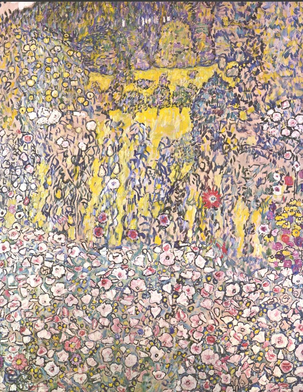 Gartenlandschaft mit Bergkuppe tekijältä Gustav Klimt