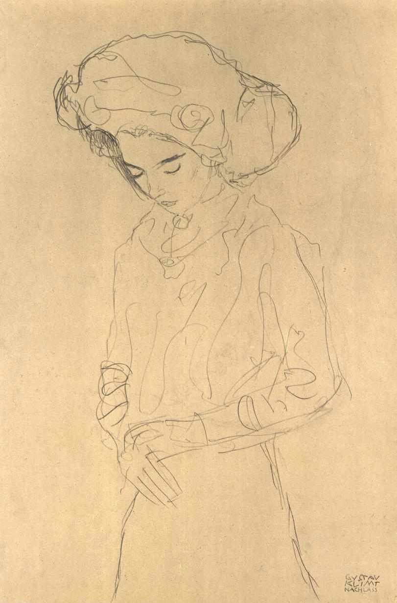 Herabblickendes Mädchen tekijältä Gustav Klimt