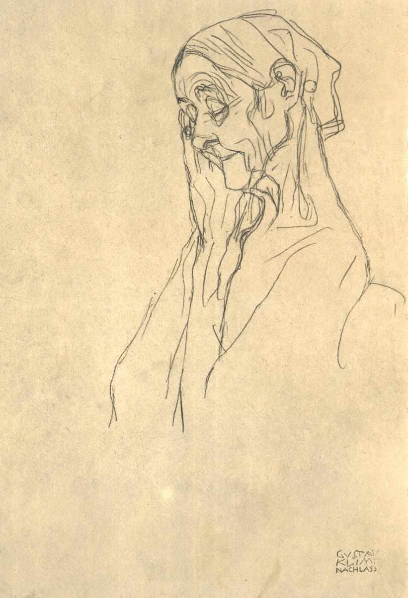 Kopf einer alten Frau nach links tekijältä Gustav Klimt