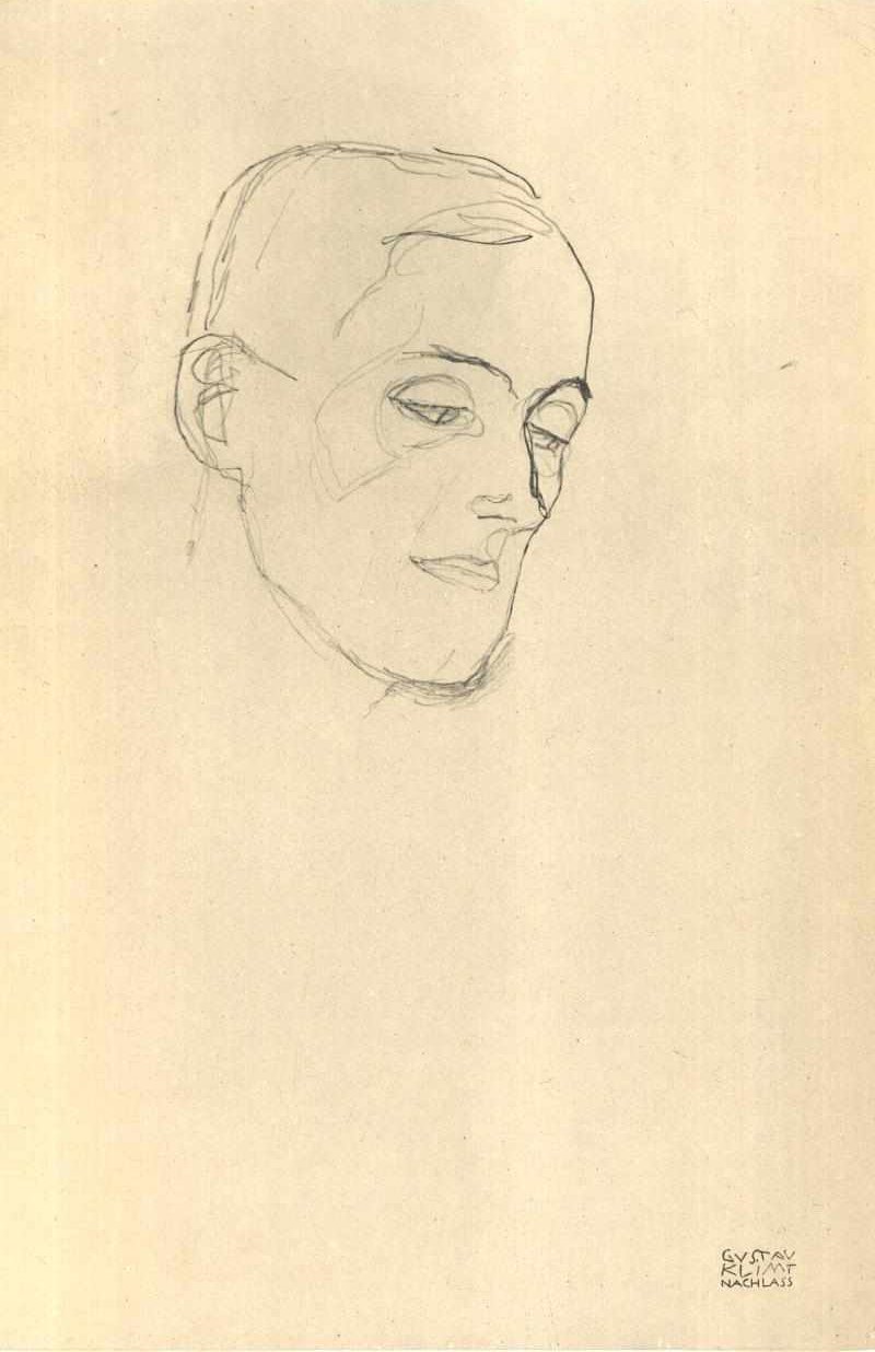 Kopfstudie im Dreiviertelprofil tekijältä Gustav Klimt