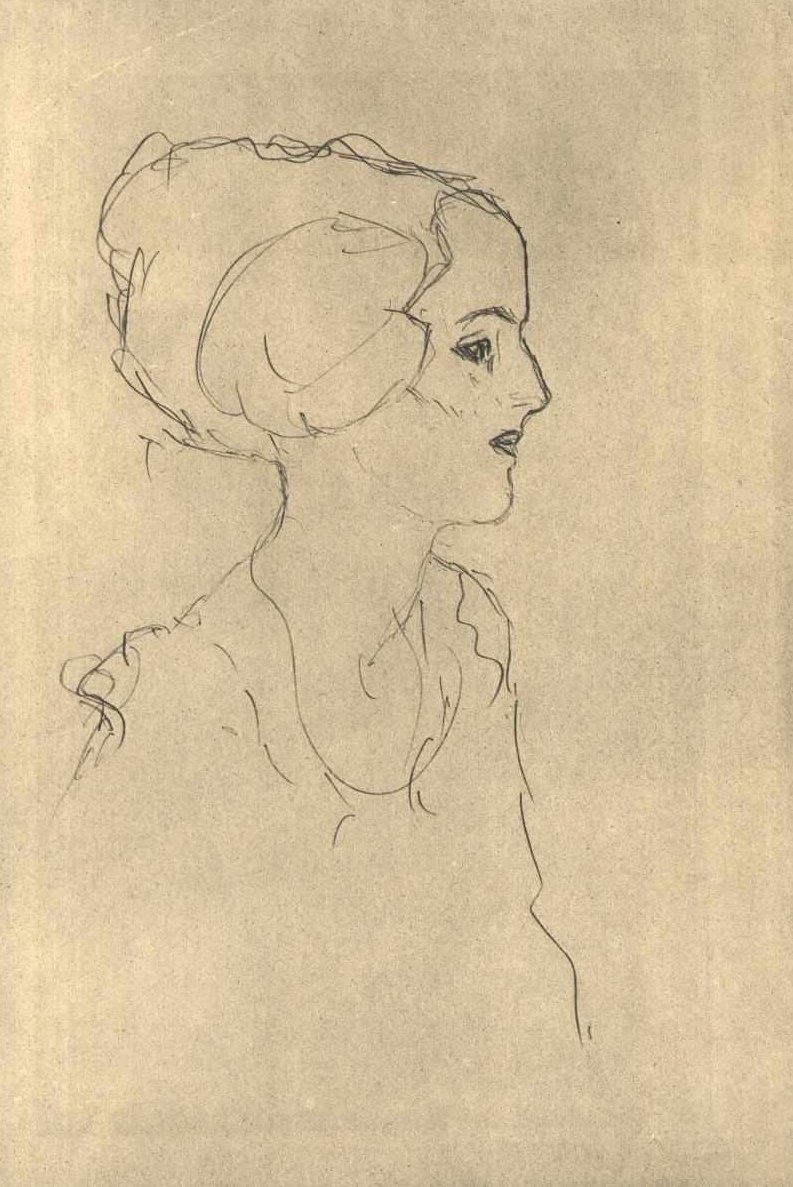 Mädchen im Profil nach rechts tekijältä Gustav Klimt