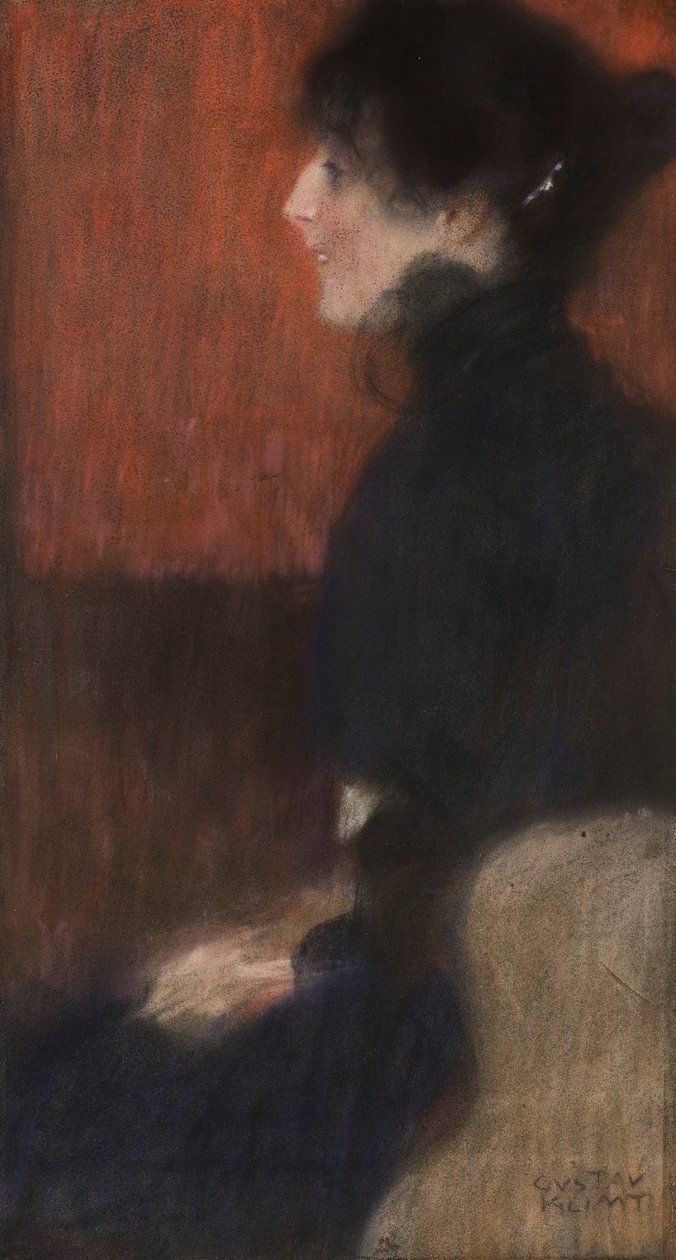 Naisen muotokuva, 1887-1907 (pastelli paperille) tekijältä Gustav Klimt