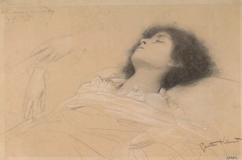 Makaava tyttö ja kaksi käsien tutkimusta tekijältä Gustav Klimt