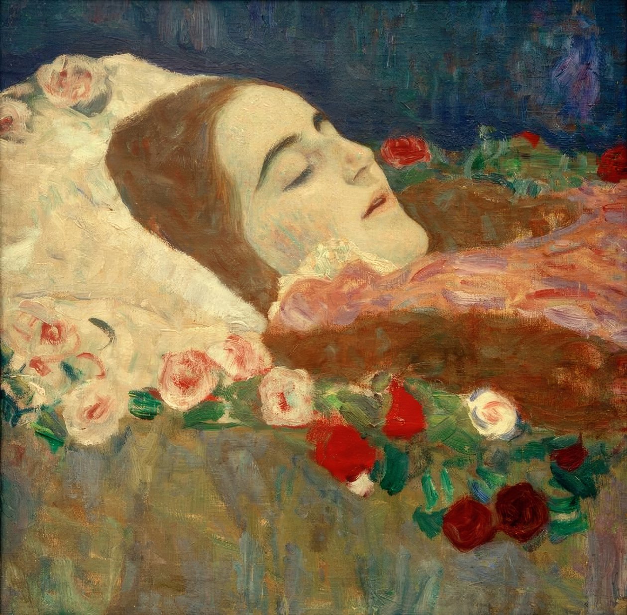 Ria Munk auf dem Totenbett tekijältä Gustav Klimt