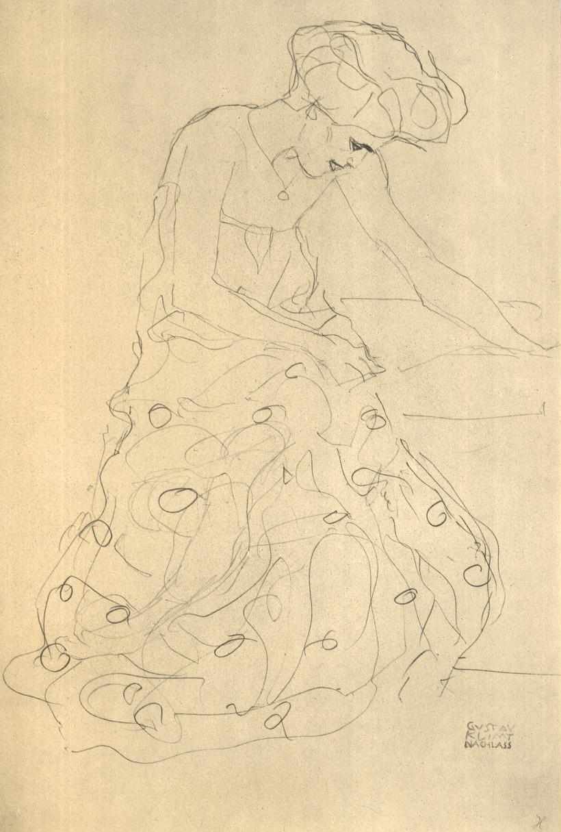 Sitzende nach rechts tekijältä Gustav Klimt