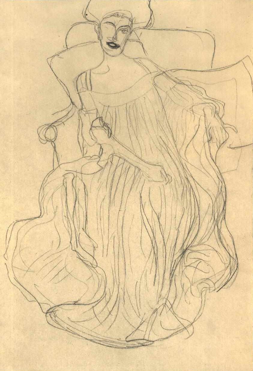 Sitzende von vorne 001 tekijältä Gustav Klimt