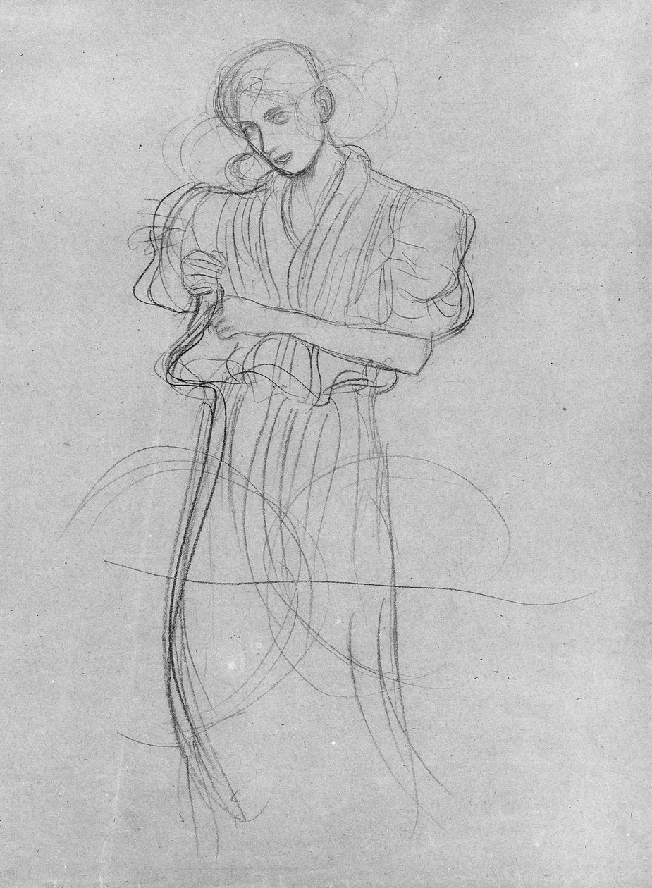 Seisova vaatteisiin pukeutunut nainen, 1903 tekijältä Gustav Klimt