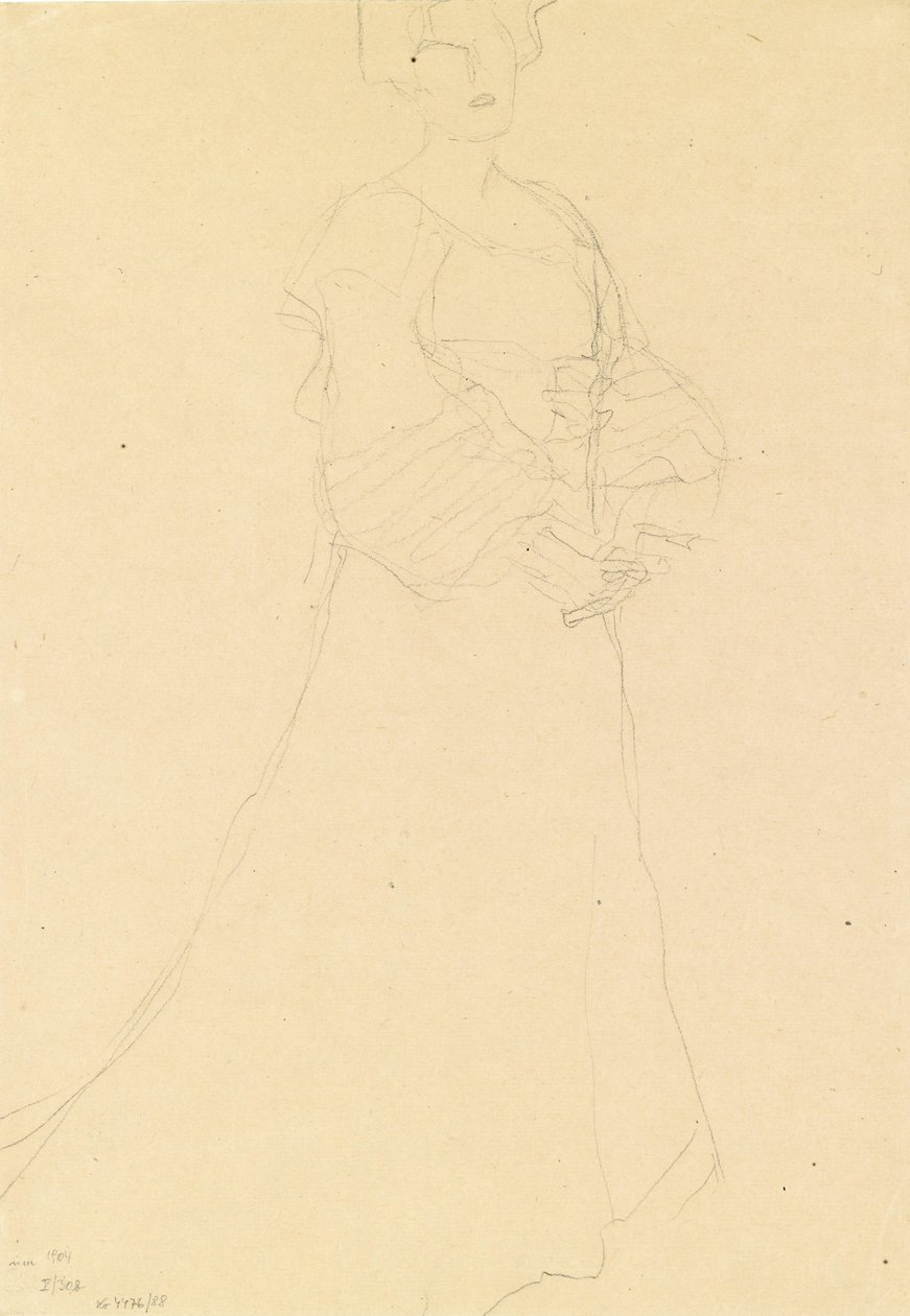 Stehende Dame nach rechts tekijältä Gustav Klimt