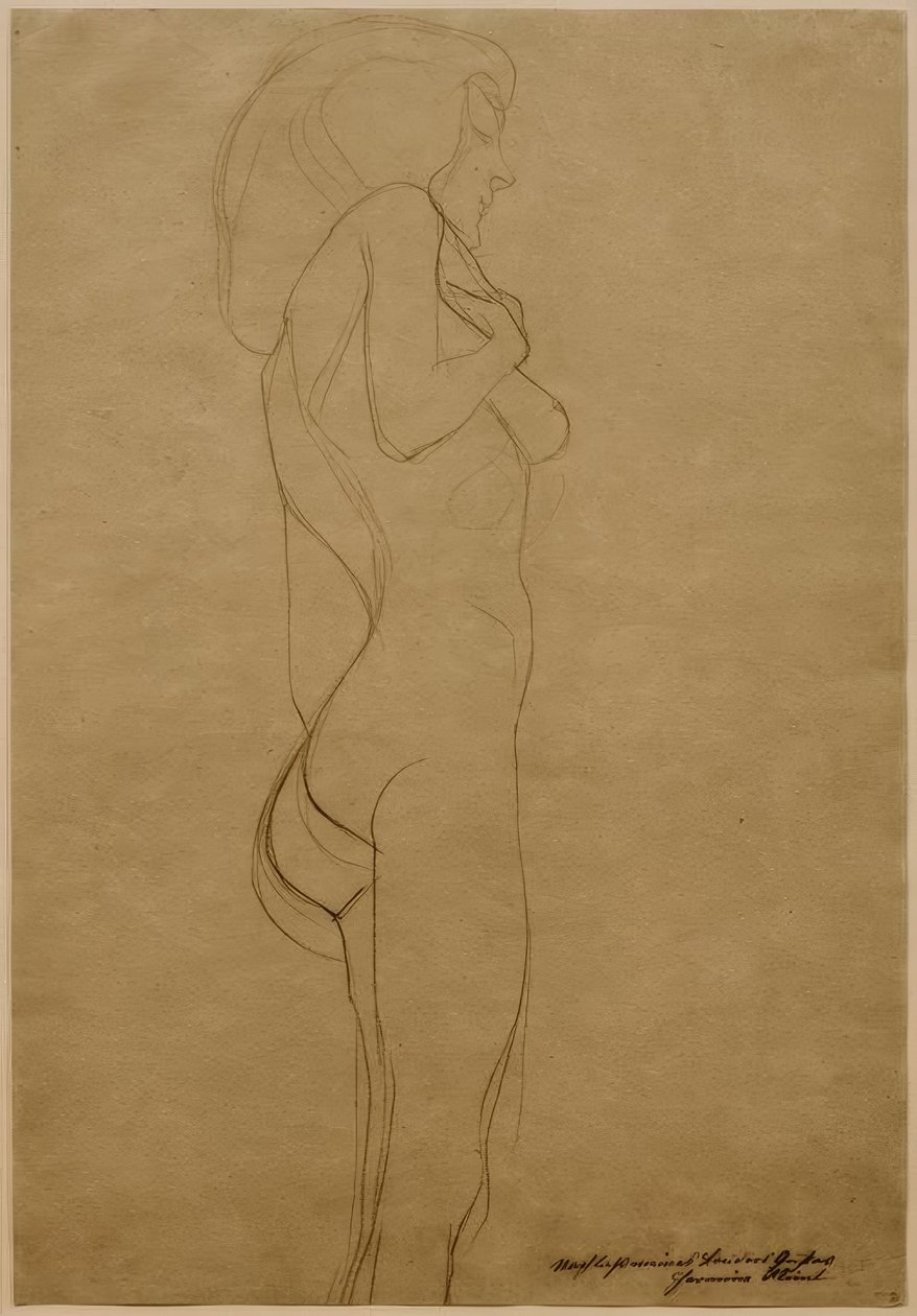 Stehender Frauenakt nach rechts (Opiskelu) tekijältä Gustav Klimt