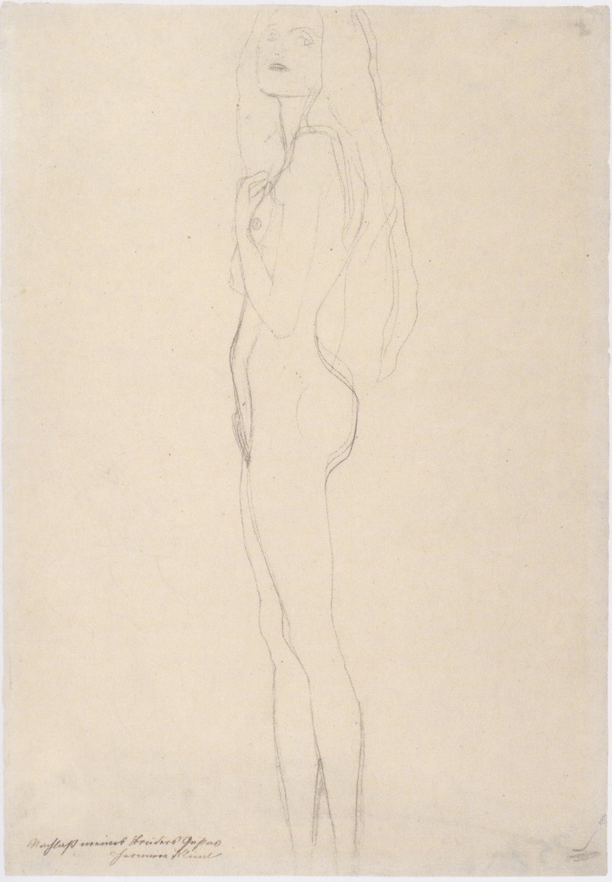 Pysyvä alaston tyttö vasemmalla tekijältä Gustav Klimt