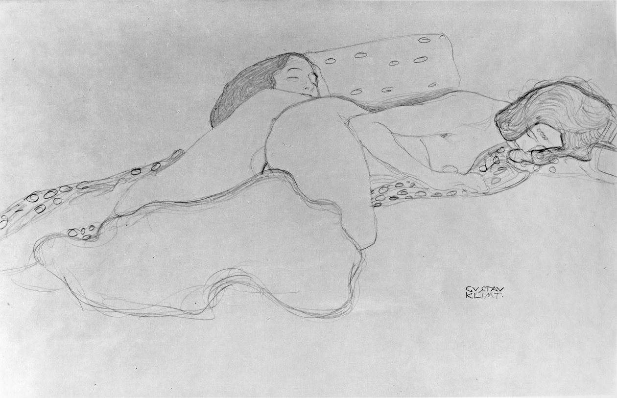 Kaksi naista nukkumassa tekijältä Gustav Klimt
