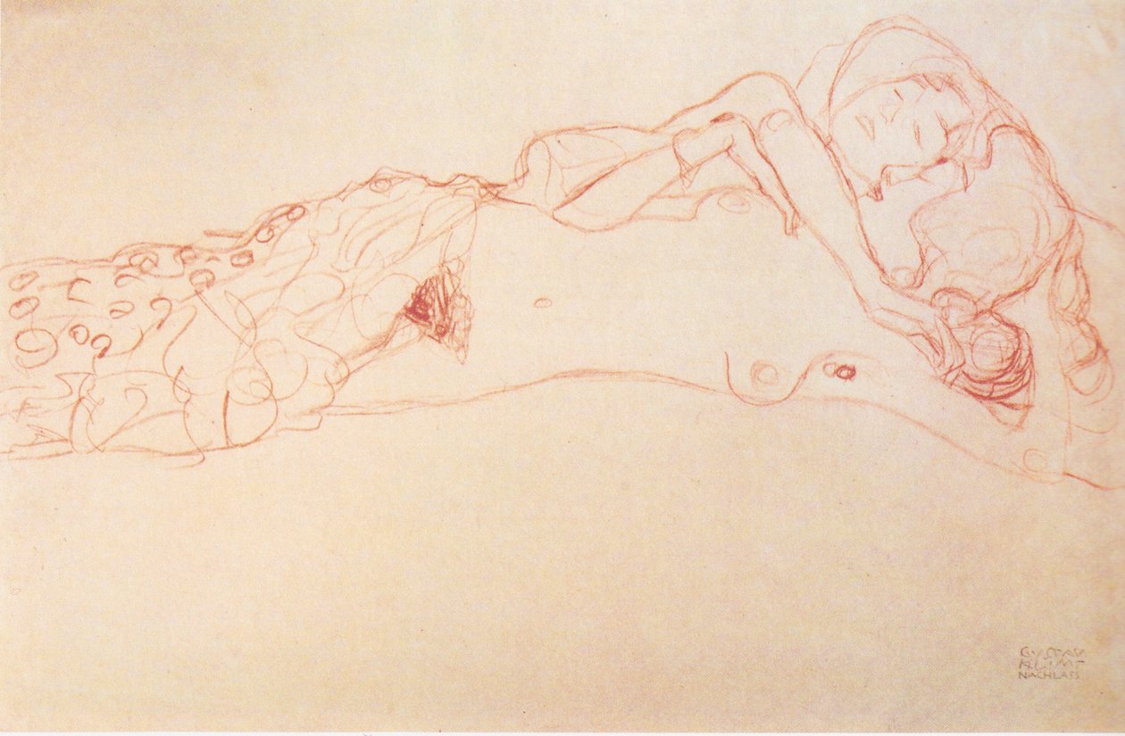Zwei auf dem Rücken liegende Akte tekijältä Gustav Klimt