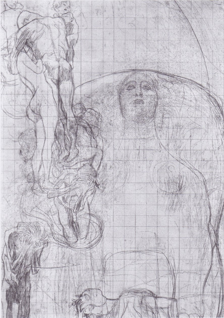 Übertragungssskizze der Philosophie tekijältä Gustav Klimt