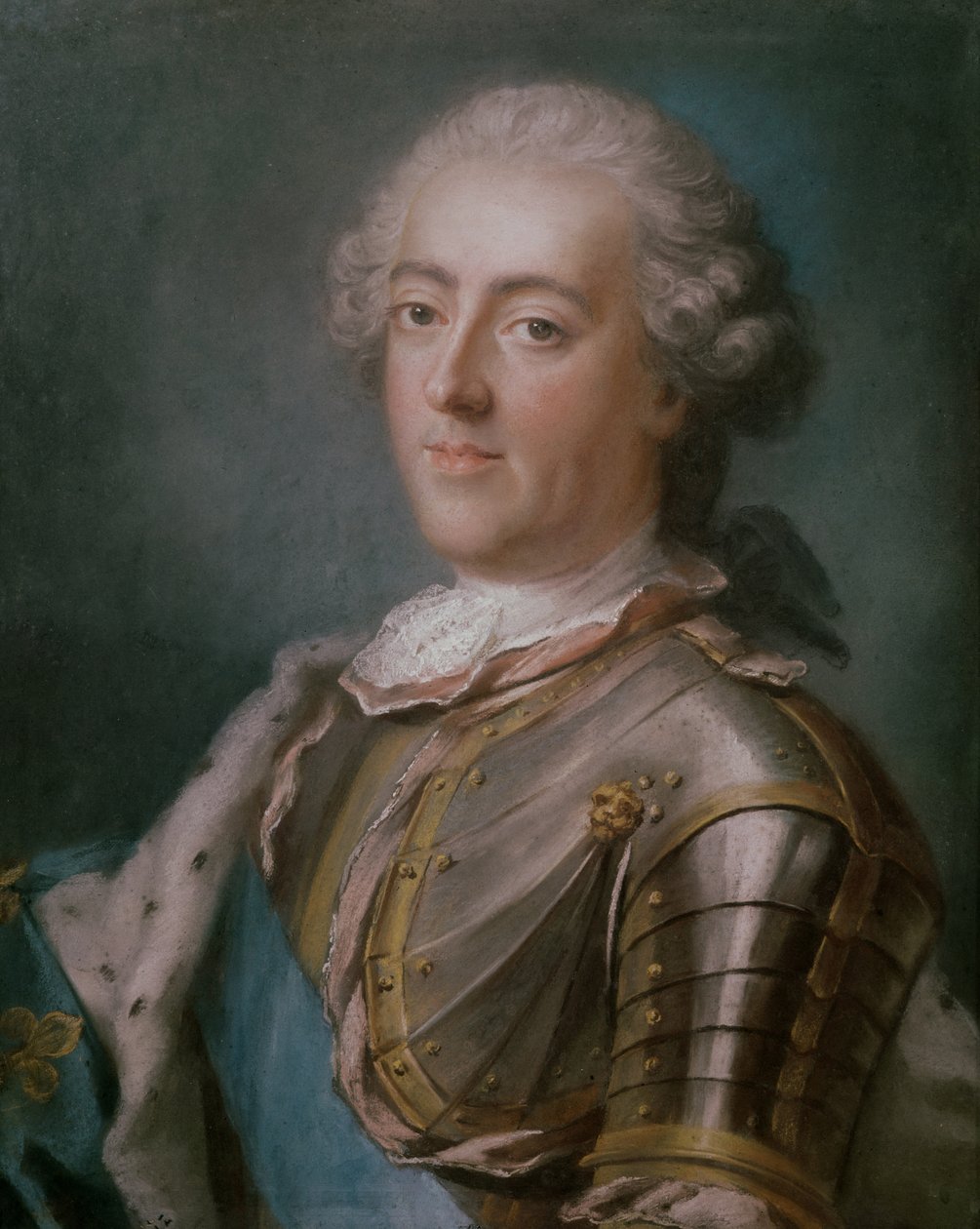 Ranskan kuninkaan Ludvig XV:n (1710-74) muotokuva (pastelli paperille) (katso pari 173609) tekijältä Gustaf Lundberg