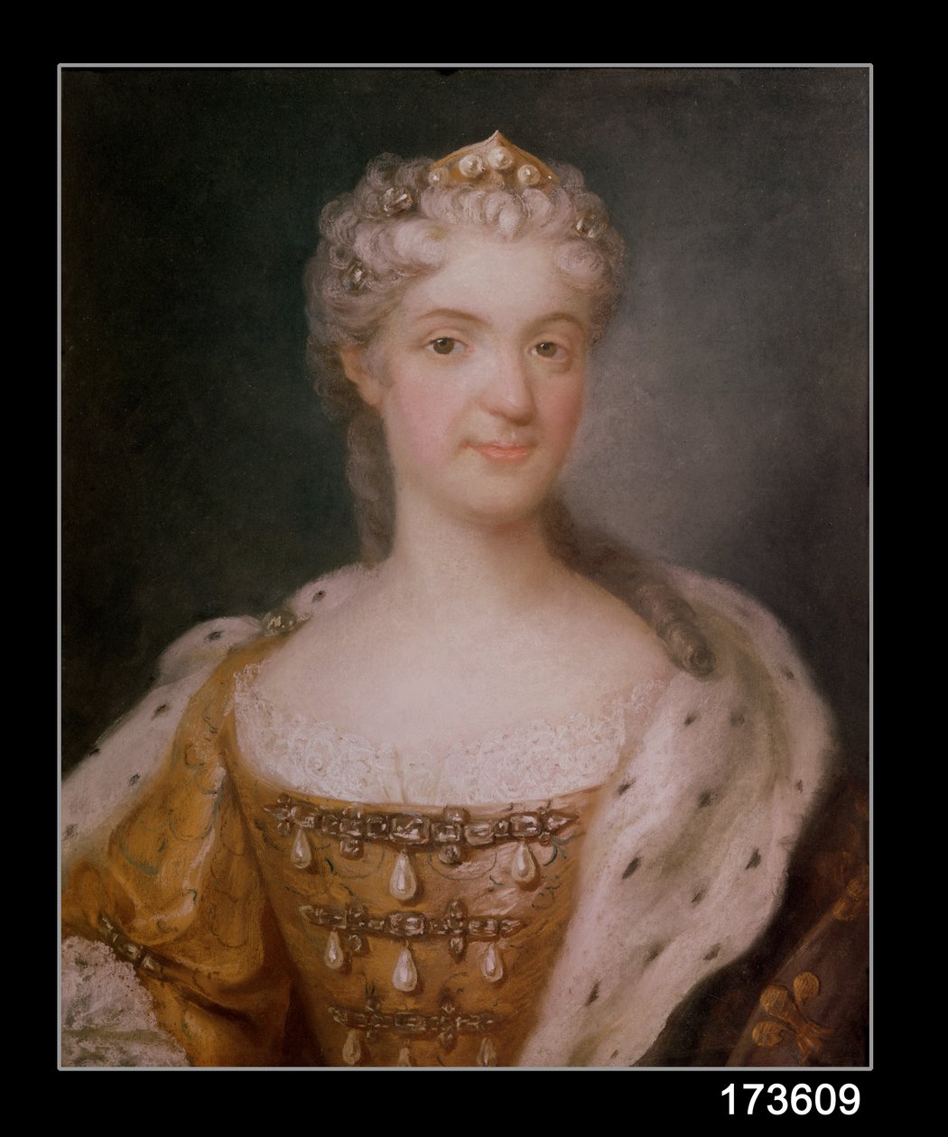 Muotokuva Marie Leczinska (1703-68) Ranskan kuningattaresta (pastelli paperille) (pari ks. 173610). tekijältä Gustaf Lundberg