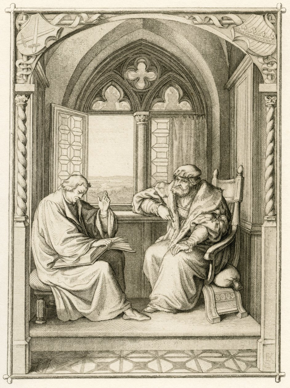 Luther lukee valitsija Johann dem Bestaendigenille (Jean I de Saxe tekijältä Gustav Ferdinand Leopold Konig