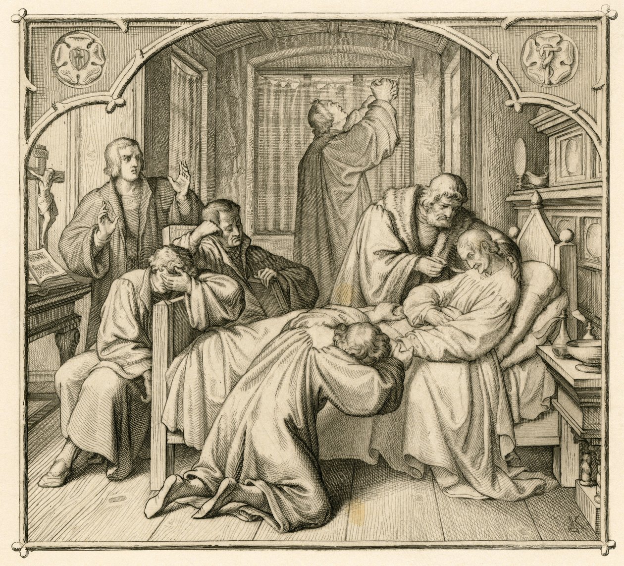 Lutherin ystävä Philipp (Philippe, Philippus) Melanchthon (1497-1560) on hyvin sairas ja siksi Luther rukoilee paranemista tekijältä Gustav Ferdinand Leopold Konig