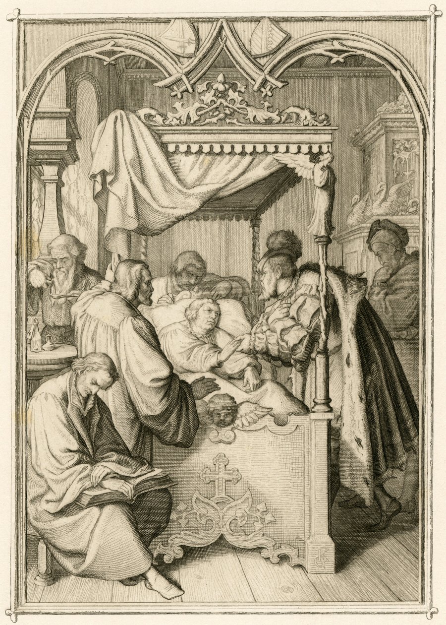 Martti Luther on hyvin sairas, vaaliruhtinas Johann Friedrich (Johann Frederic Ier de Saxe tekijältä Gustav Ferdinand Leopold Konig