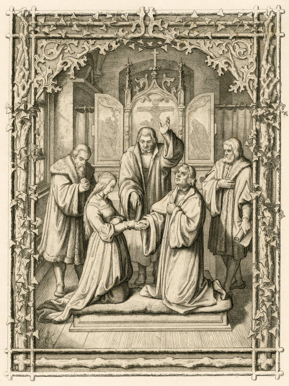 Häät Martin Luther ja Katharina von Bora (Catherine de Bore tekijältä Gustav Ferdinand Leopold Konig