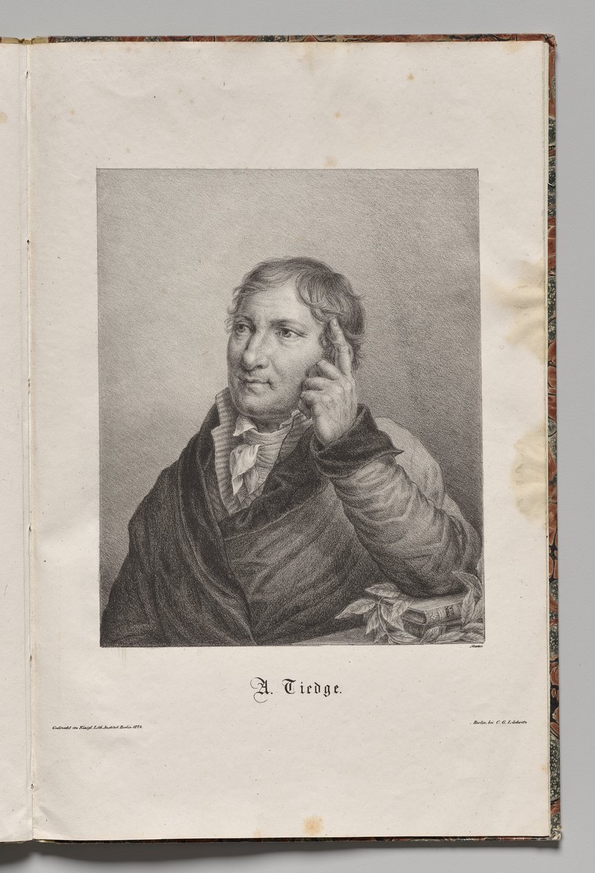 Saksan kuuluisat kirjailijat: Chrisoph August Tiedgen muotokuva tekijältä Gustav Karl Friedrich Luderitz