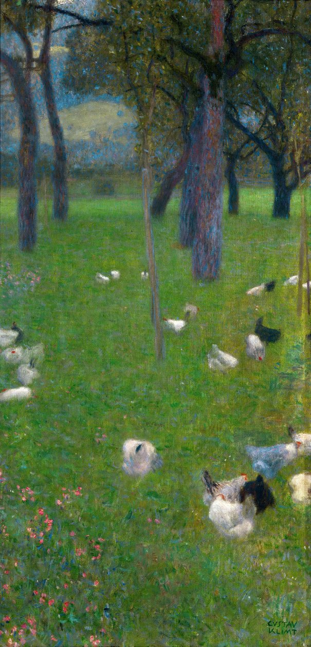 Sateen jälkeen Puutarha kanojen kanssa St. Agathassa, 1898 tekijältä Gustav Klimt