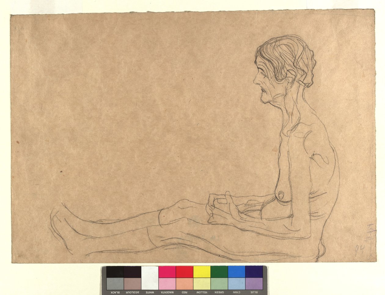 Aktstudie einer sitzenden alten Frau tekijältä Gustav Klimt