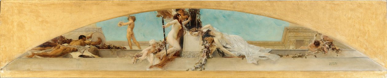 Dionysoksen alttari. Tutkimus Wienin Burgtheaterin kattomaalausta varten, 1886. tekijältä Gustav Klimt