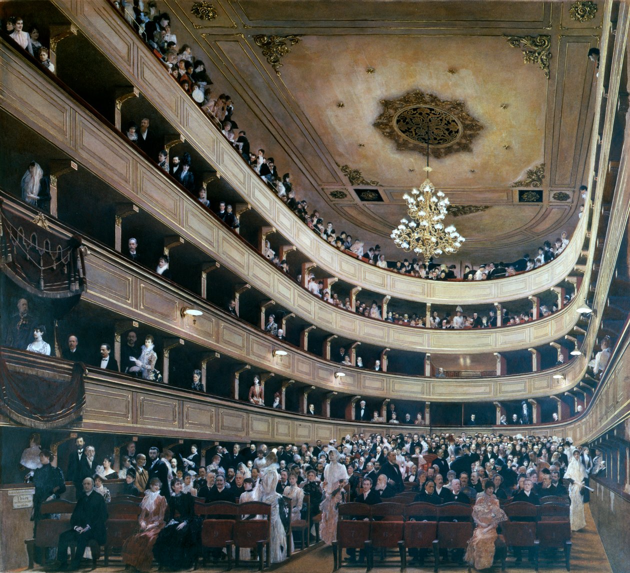 Auditorio Old Burgtheaterissa, Wienissä, 1888 tekijältä Gustav Klimt