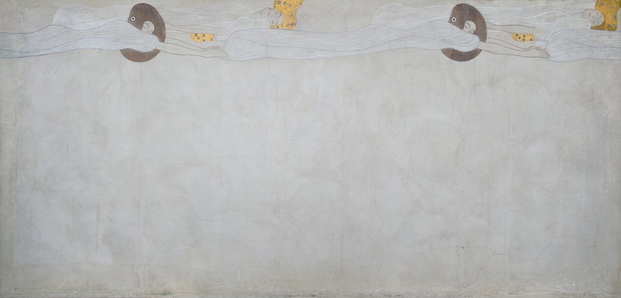 Beethoven Frieze: Onnen kaipuu - paneeli 2, vasen pitkä seinä tekijältä Gustav Klimt