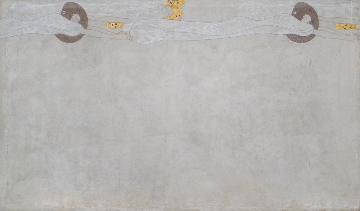 Beethoven Frieze: Onnen kaipuu - Levy 4, vasen pitkä seinä tekijältä Gustav Klimt