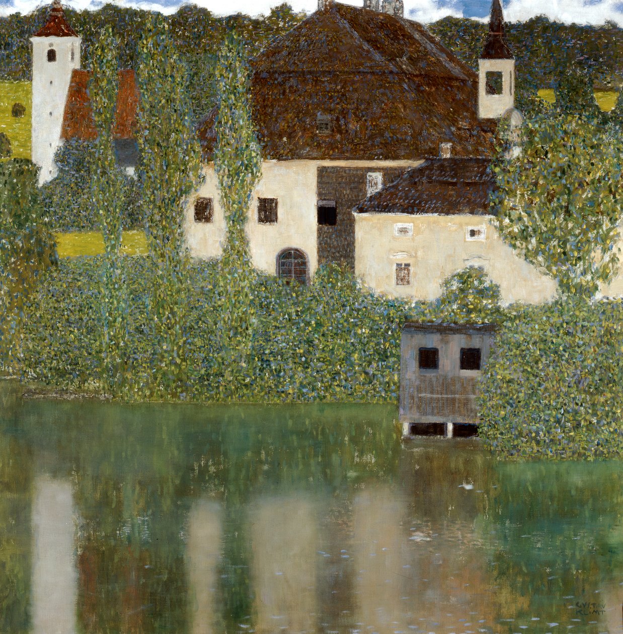 Linna Atter-järvellä, Castle Unterrach Attersee-joella 1908 tekijältä Gustav Klimt