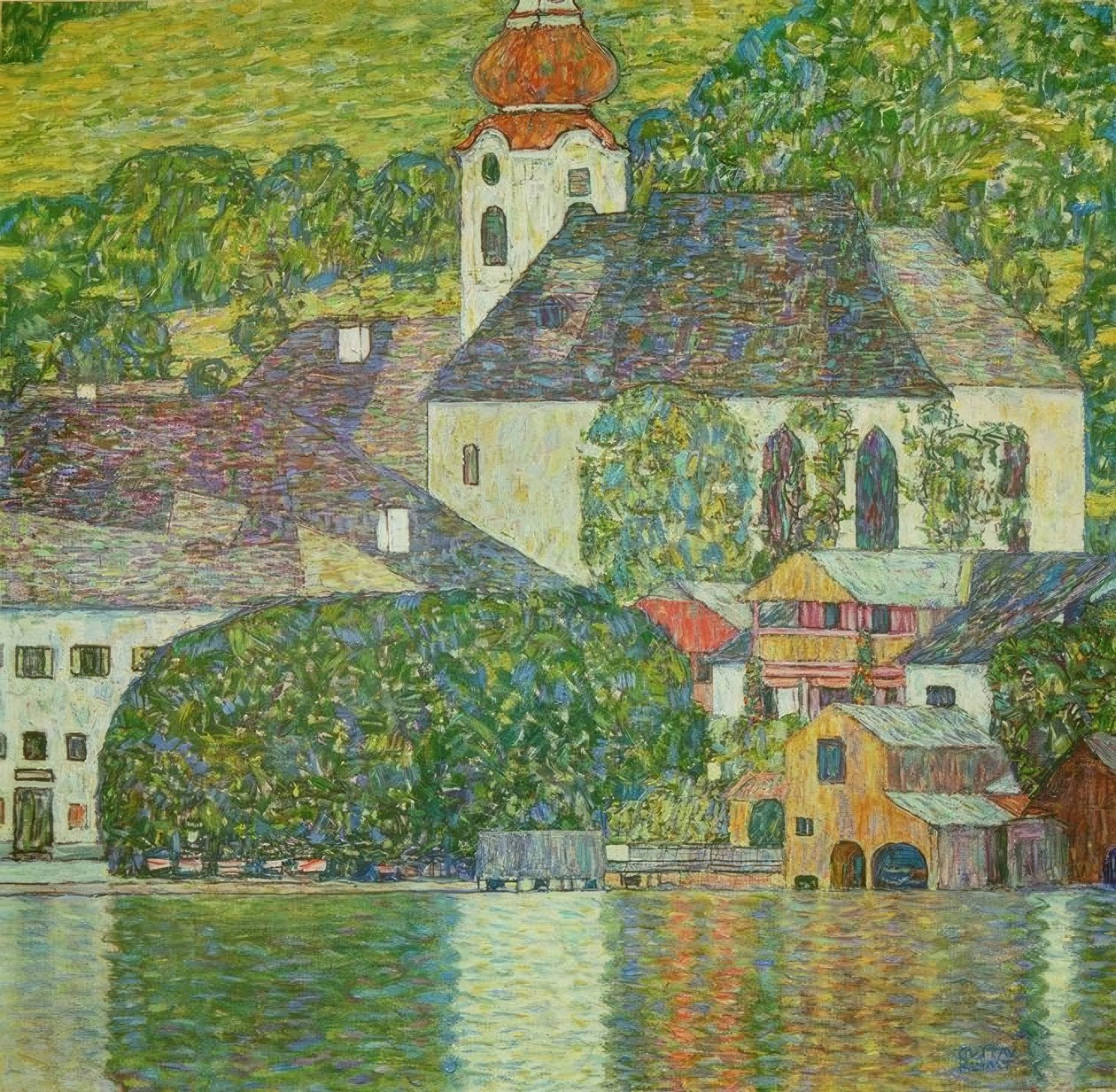 Kirkko Unterachissa Attersee-järvellä tekijältä Gustav Klimt