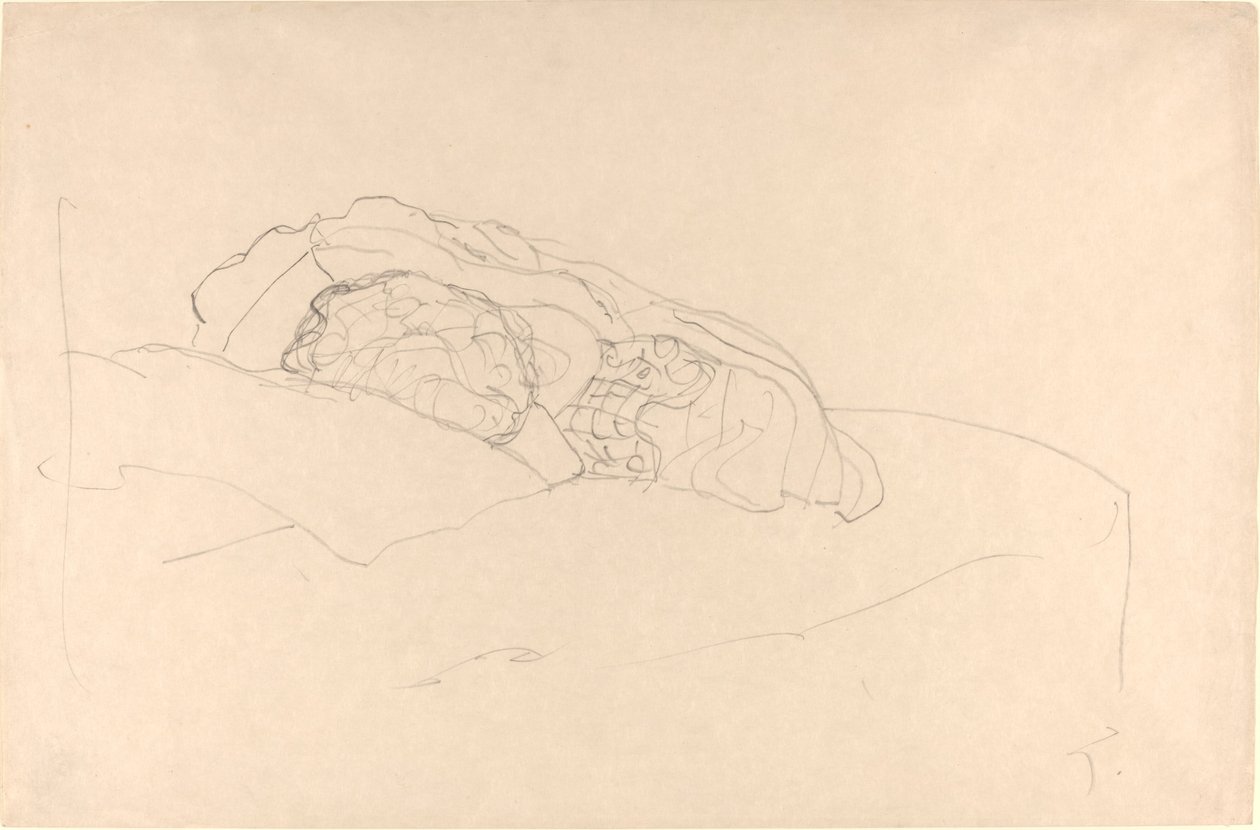 Käpristynyt tyttö sängyllä tekijältä Gustav Klimt