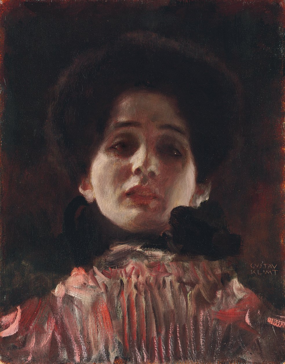 Naisen koko kasvokuva; Damenbildnis en face, n. 1898 tekijältä Gustav Klimt