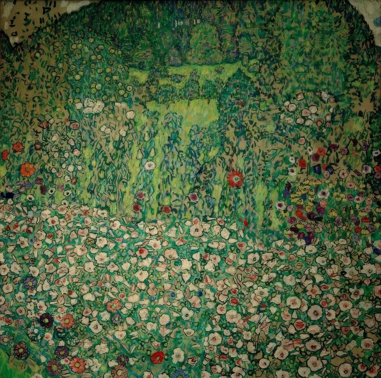 Gartenlandschaft mit Bergkuppe tekijältä Gustav Klimt