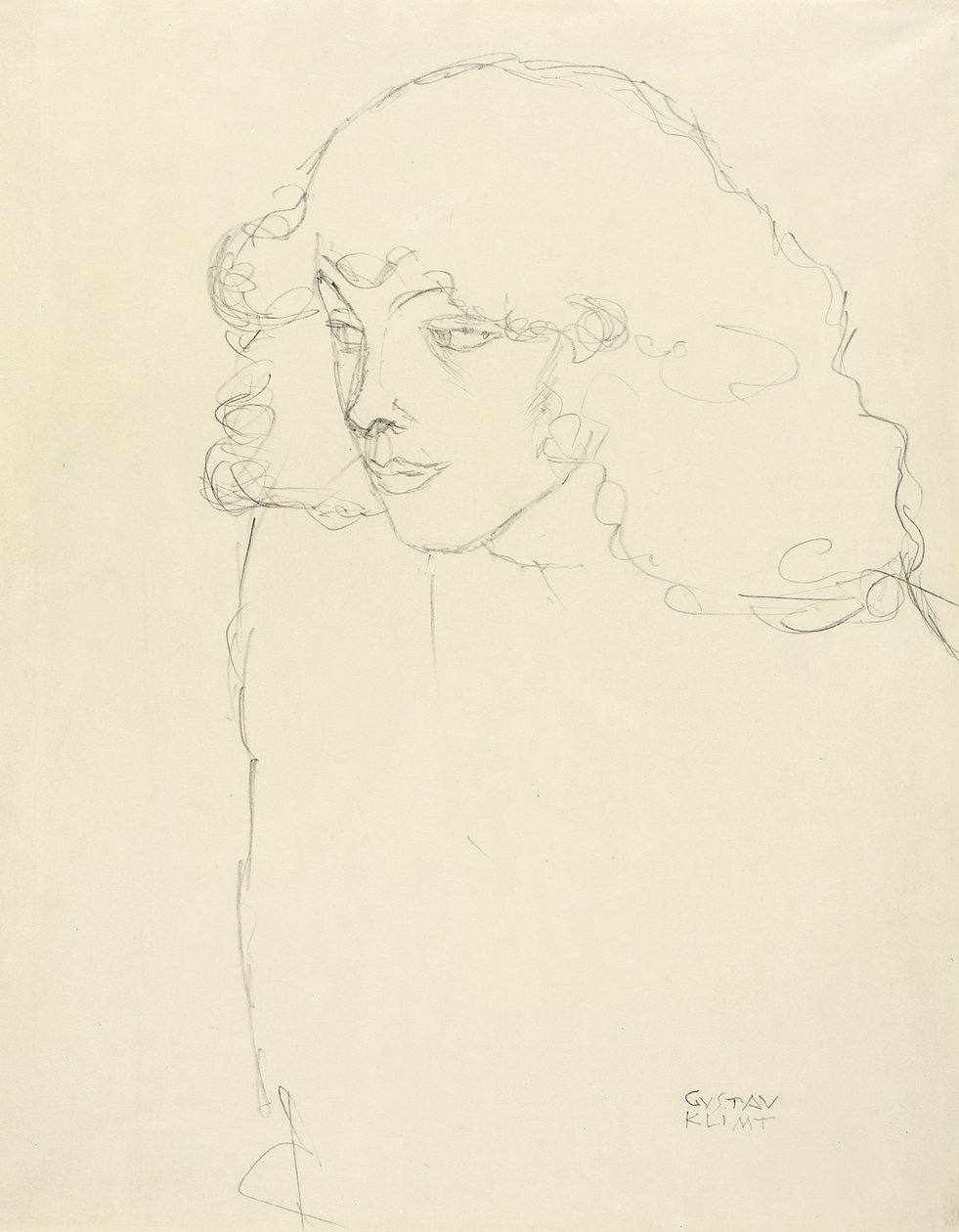 Puolipitkä tytön muotokuva kolmineljännesprofiilissa, 1913 tekijältä Gustav Klimt