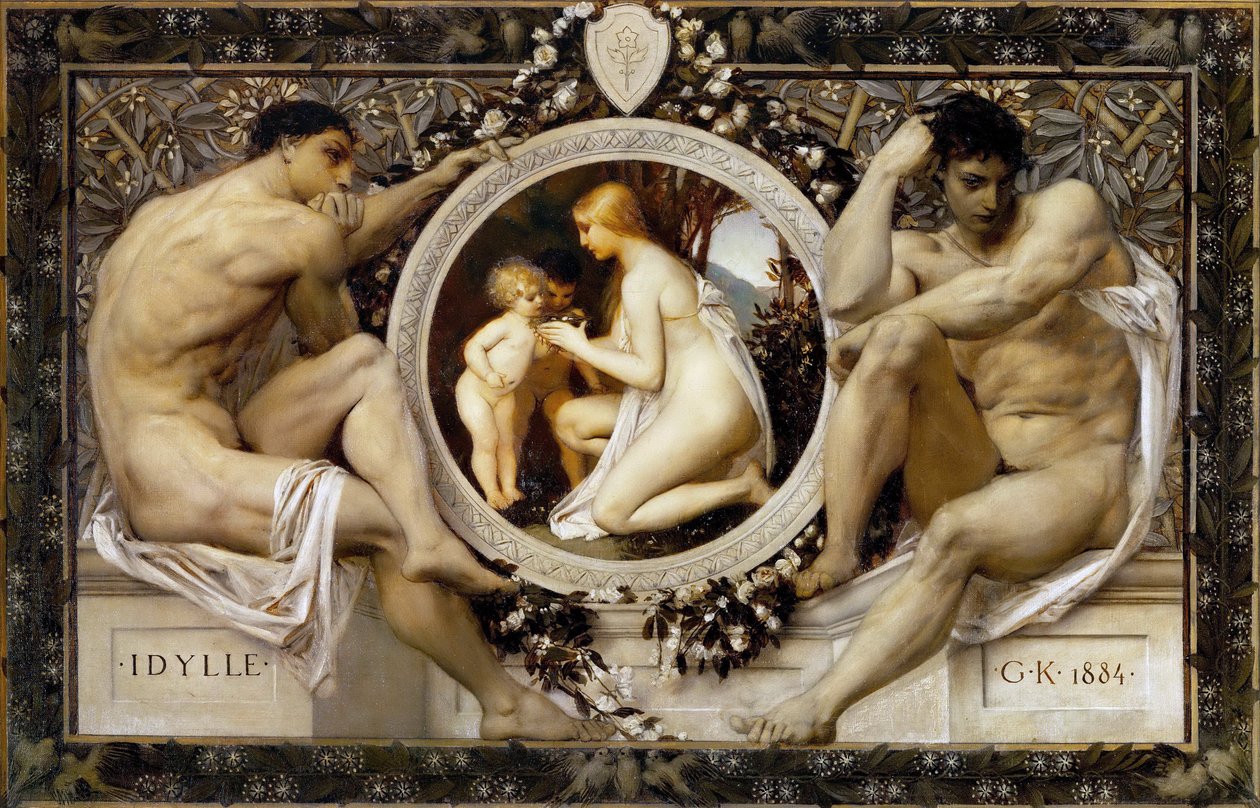 Idylli - Klimt, Gustav (1862-1918) - 1884 - Öljy kankaalle - 49,5x73,5 - Wienin museo tekijältä Gustav Klimt