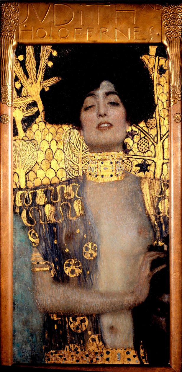 Judith ja Holofernesin pää (Jodith I o Judith und Holofernes) Gustav Klimtin (1862-1918) maalaus 1901 Su. 84x42 cm Oesterreichische Gallery im Belvedere, Wien, Itävalta tekijältä Gustav Klimt