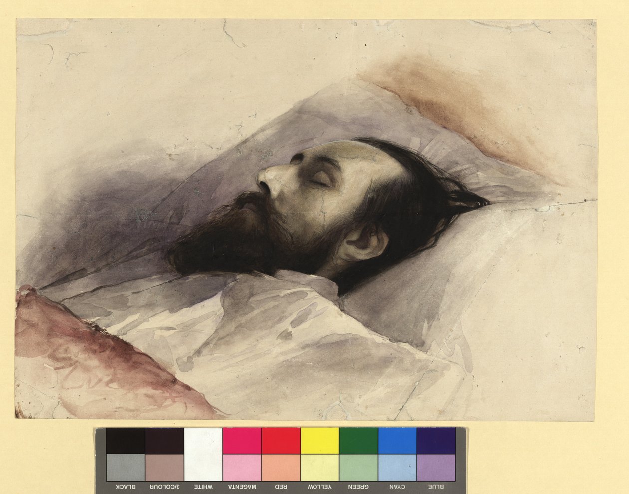 Julius Lott (1836–1883) kuolinvuoteellaan tekijältä Gustav Klimt