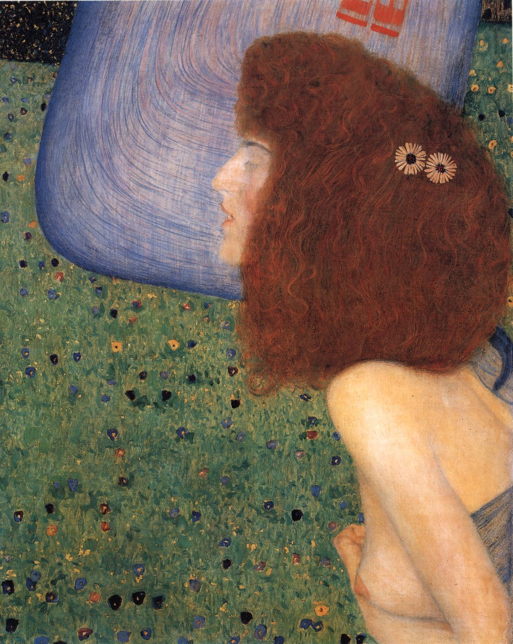 Klimt - Tyttö sinisen hunnun kanssa, noin 1902-1903. tekijältä Gustav Klimt