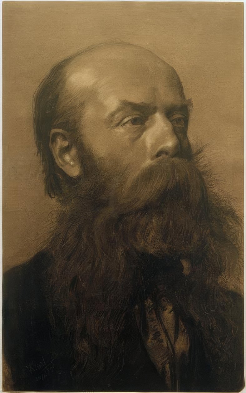 Kopf eines bärtigen Mannes im Dreiviertelprofil nach rechts tekijältä Gustav Klimt