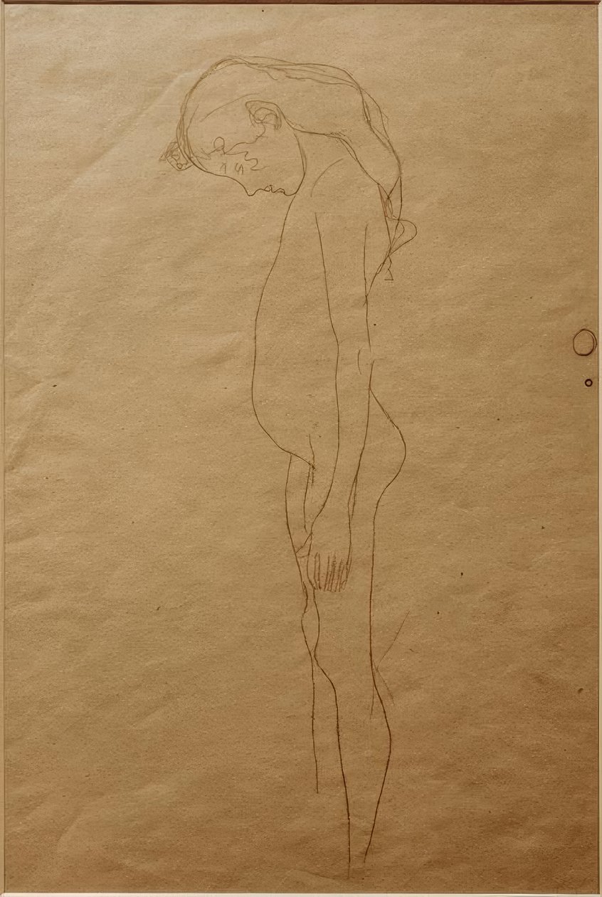 Alaston tyttö, jonka pää on laskettu vasemmalle päin tekijältä Gustav Klimt