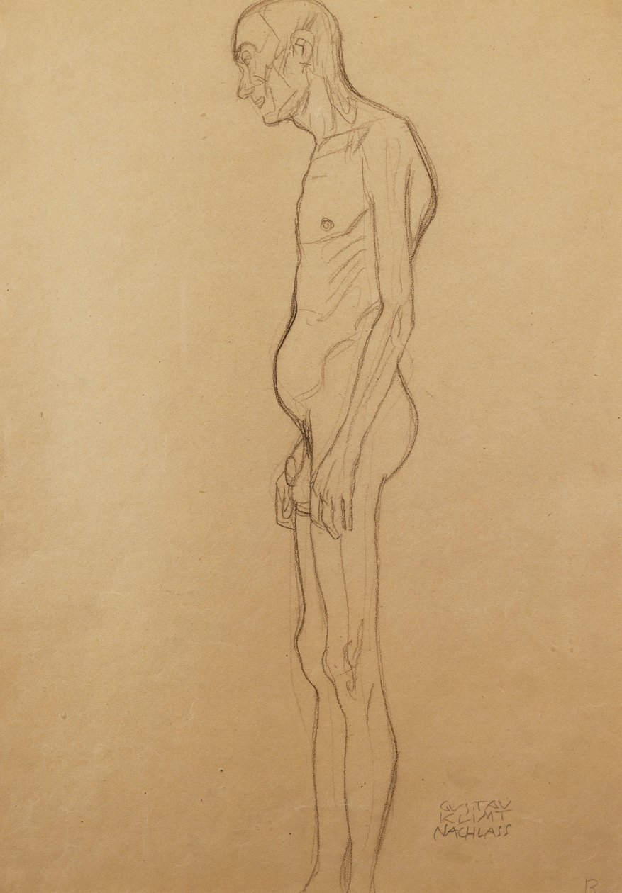 Alaston miehet; alaston mies vasemmalla, tekijältä Gustav Klimt
