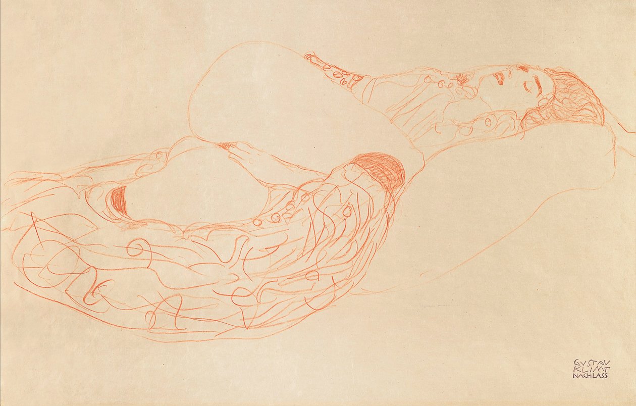 Masturboiva puolialaston masturbointi, 1912-1913 tekijältä Gustav Klimt
