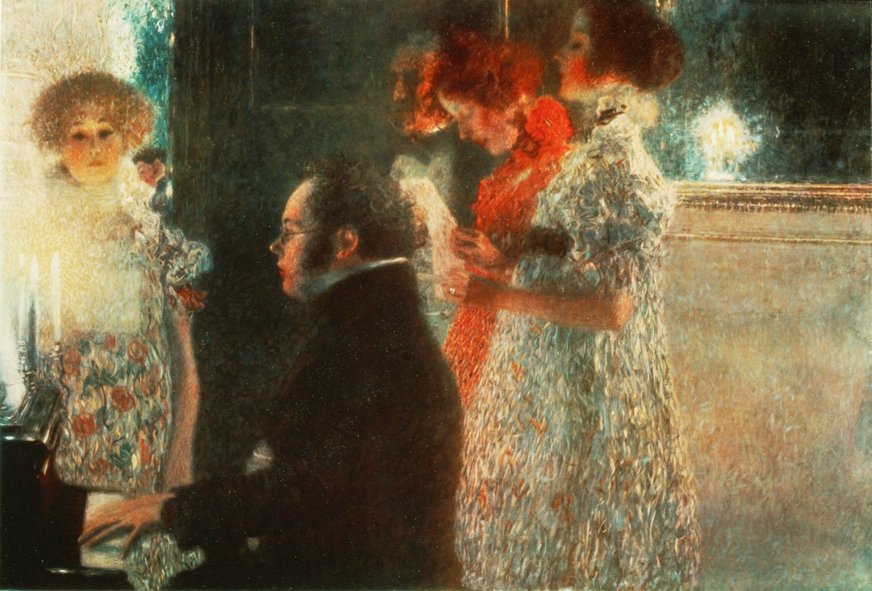 Schubert pianon ääressä tekijältä Gustav Klimt